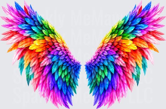 Rainbow Angel Wings UV DTF Decal