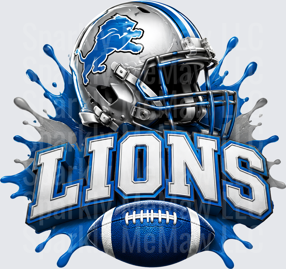 Detroit Lions Helmet Splash UV DTF Decal