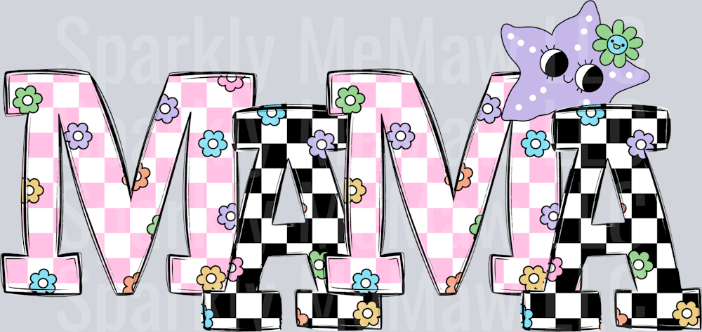 Mama Groovy Checkered 16 oz UV DTF wrap