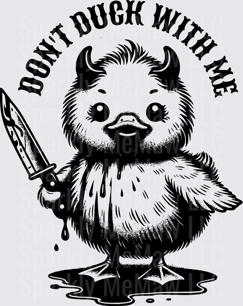 Don't Duck With Me Evil Duckling with Knife UV DTF Decal