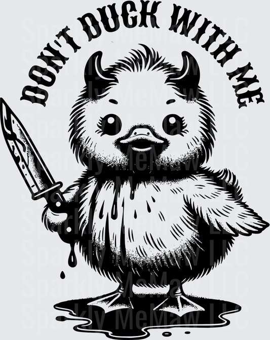 Don't Duck With Me Evil Duckling with Knife UV DTF Decal