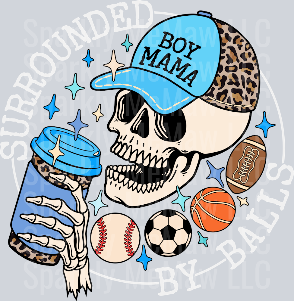 Surrounded by balls UV DTF Decal (white writing)