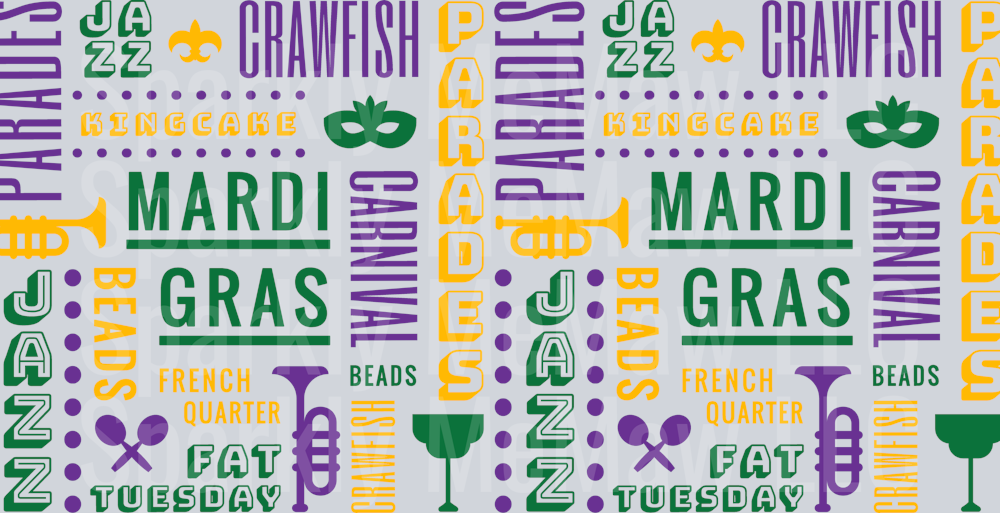 Mardi Gras 16 oz glass can Wrap