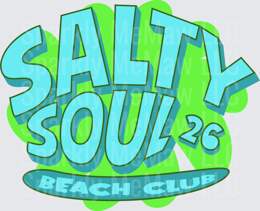 Salty Soul 26 Beach Club Logo UV DTF Decal