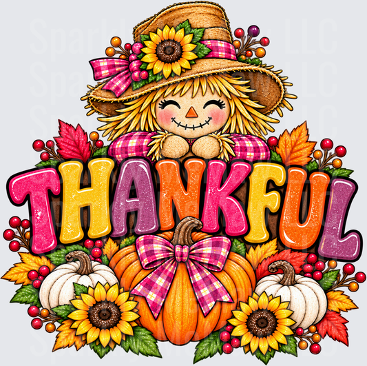 Thankful Scarecrow Fall Harvest UV DTF Decal