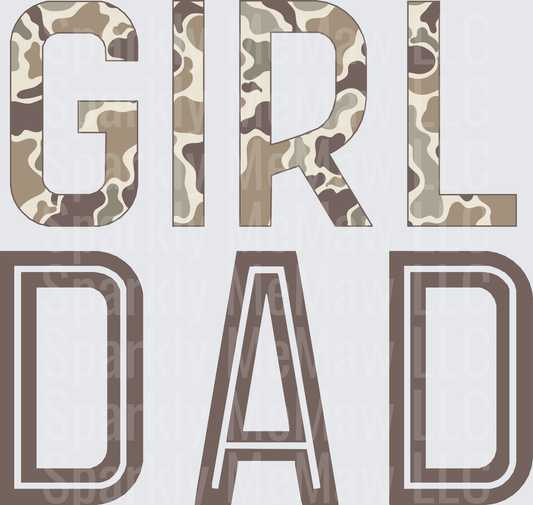 Girl Dad Desert Camouflage Pattern Typography UV DTF Decal