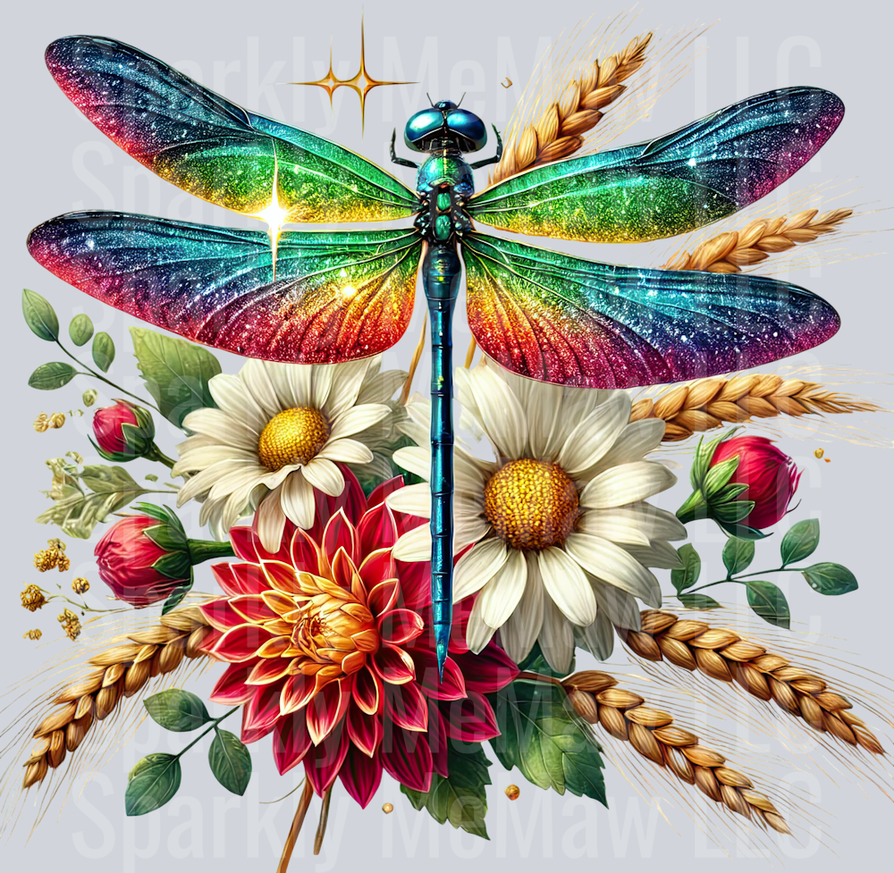 7 Floral Dragonfly UV DTF Clip Art Decal