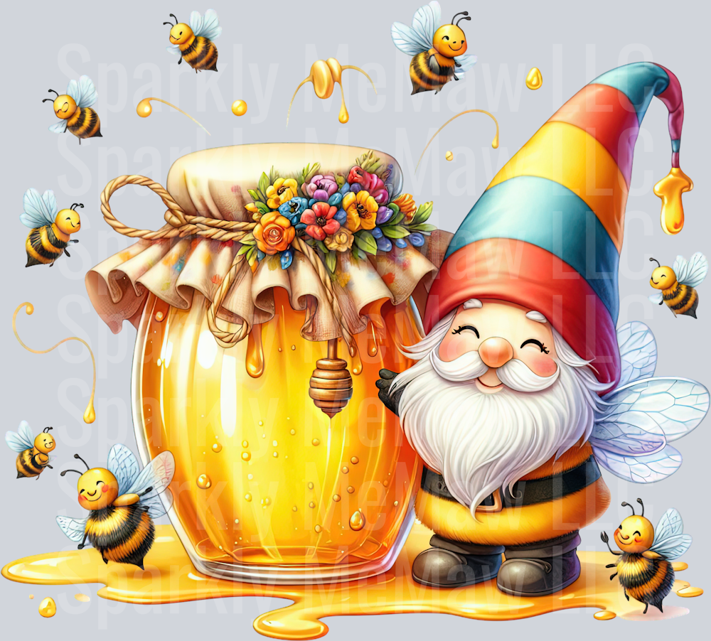45 Bee Gnome UV DTF Clip Art Decal