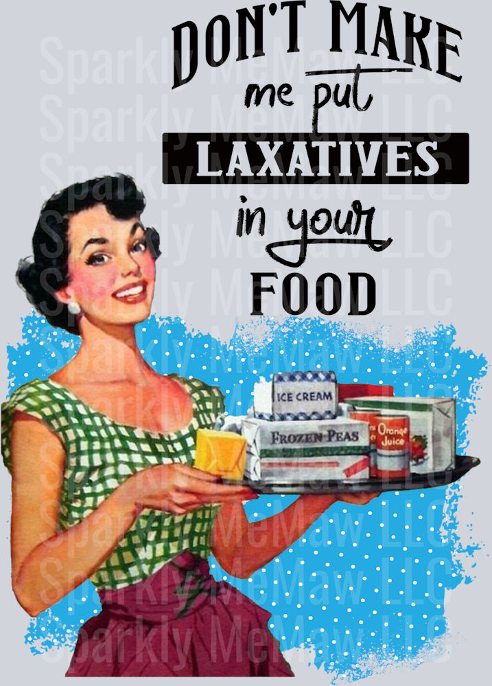 Retro Woman Laxatives in Food  UV DTF Decal