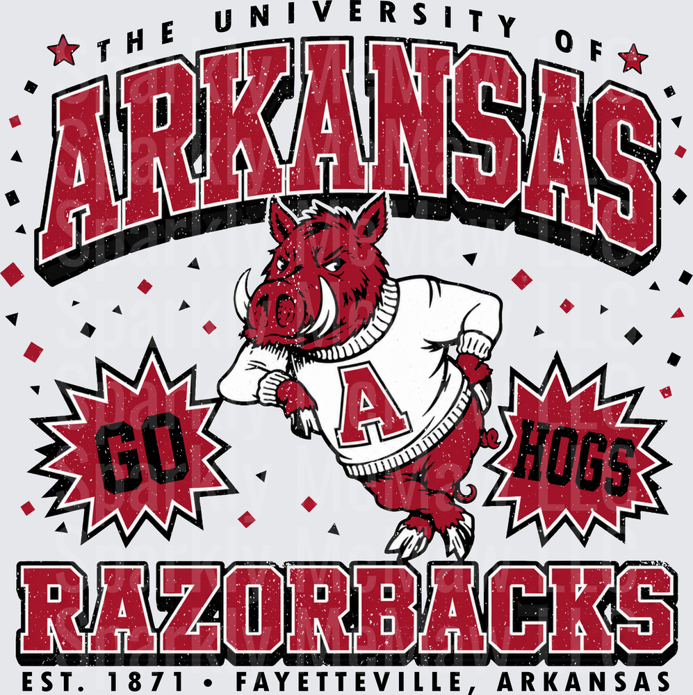 University of Arkansas Razorbacks Go Hogs This is a UV DTF Decal