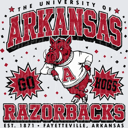 University of Arkansas Razorbacks Go Hogs This is a UV DTF Decal