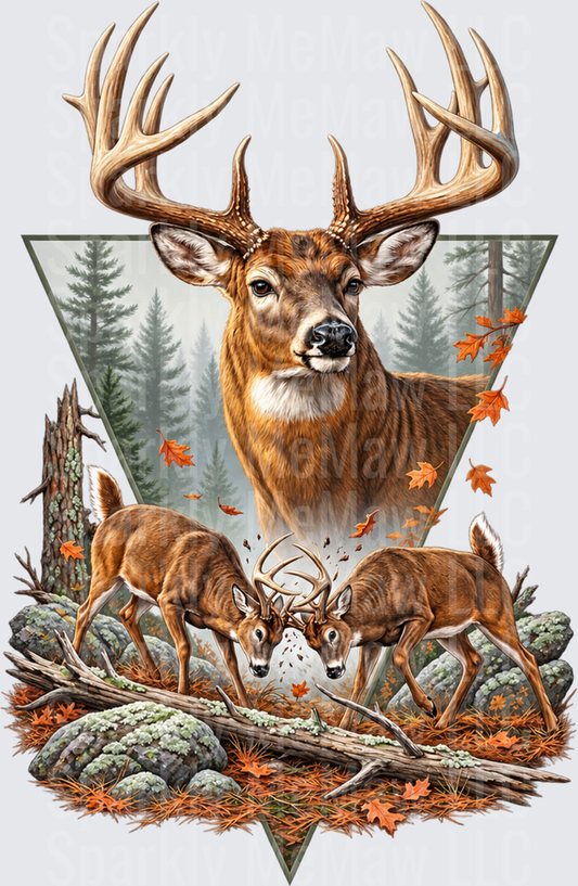 Whitetail Buck Rut Scene DTF Transfer for Fabrics