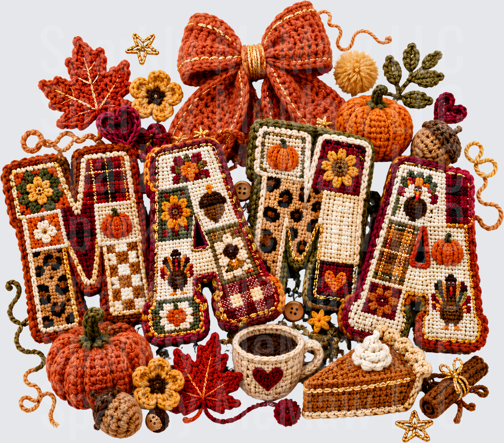 Mama Fall Thanksgiving Crochet UV DTF Decal