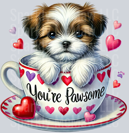 Valentines Cup Puppy 35 UV DTF Decal