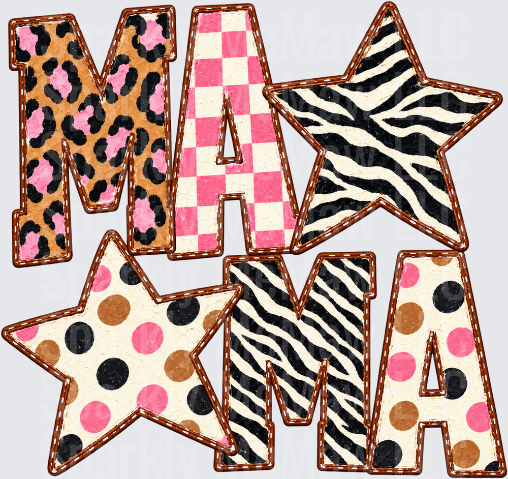 Mama Star Animal Print UV DTF Decal