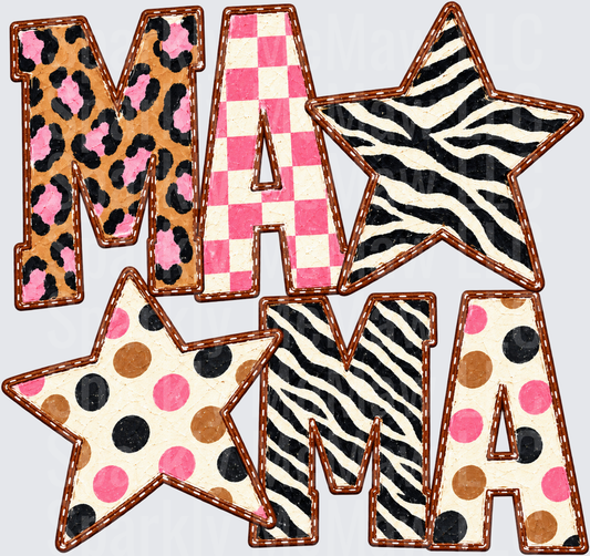 Mama Star Animal Print UV DTF Decal