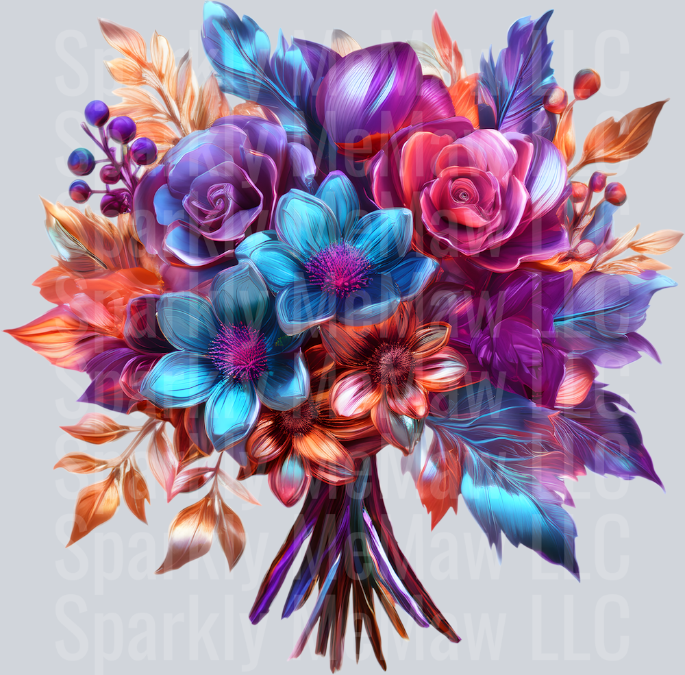 jewel tone floral clipart (55) UV DTF Decal