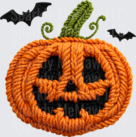 Crochet Jack-O-Lantern Bats is a UV DTF Decal