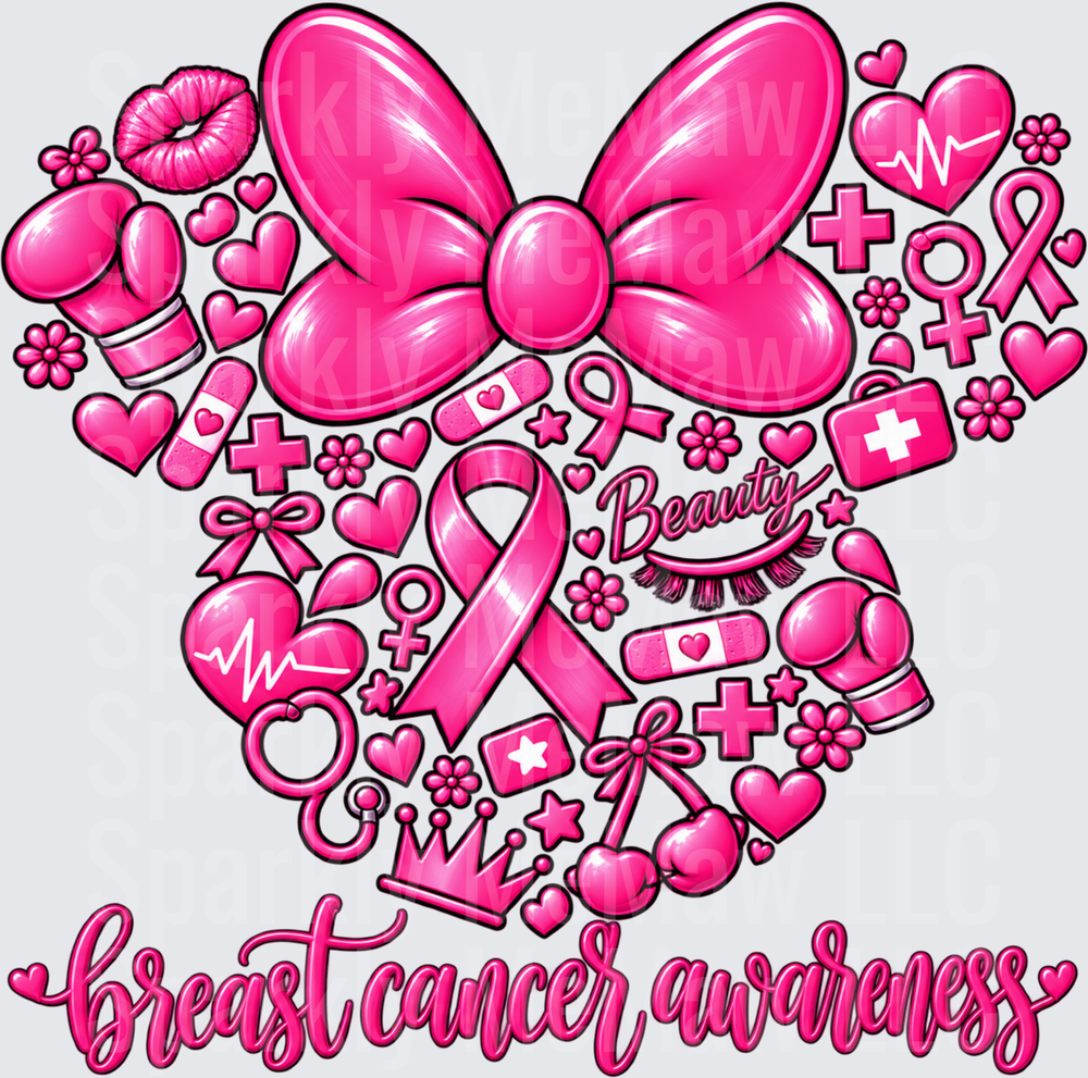 Breast Cancer Awareness Pink Bow this is a UV DTF Decal
