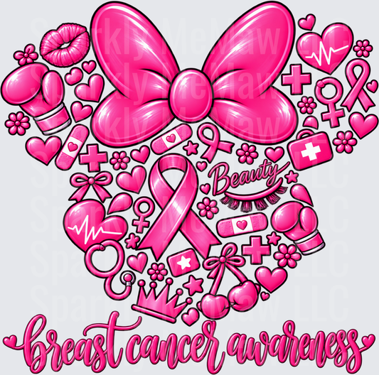 Breast Cancer Awareness Pink Bow this is a UV DTF Decal