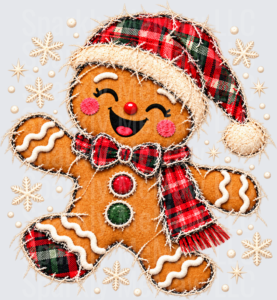 Gingerbread Man Plaid Christmas UV DTF Decal