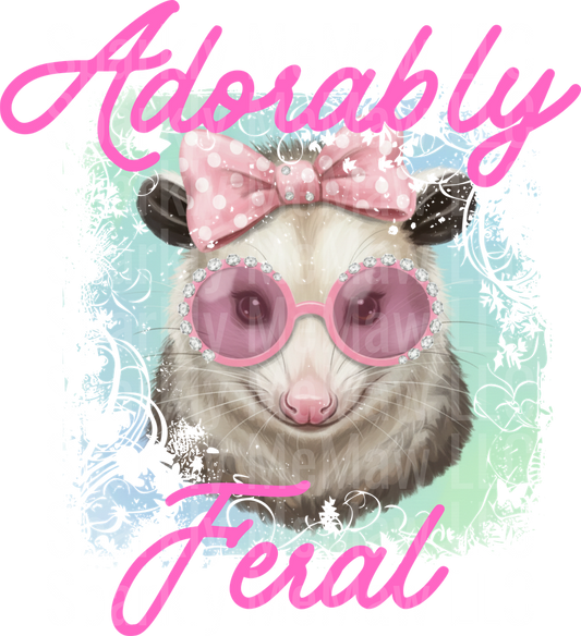 Adorably Feral Opossum with Pink Bow and Sunglasses UV DTF Decal