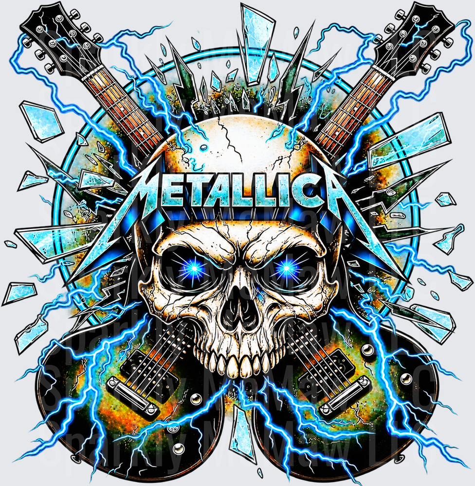 Metallica Skull Lightning Guitars UV DTF Decal