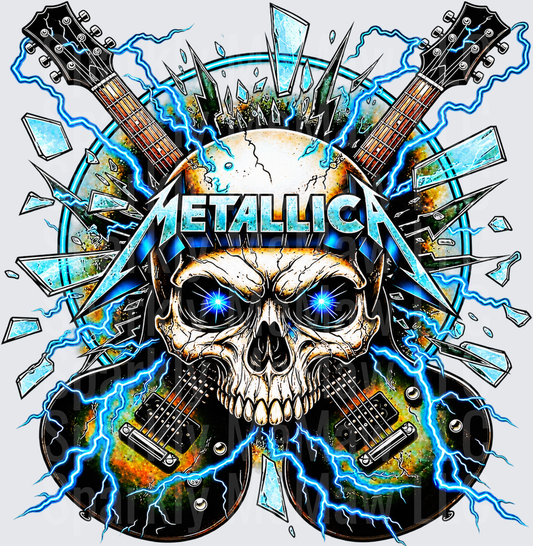 Metallica Skull Lightning Guitars UV DTF Decal
