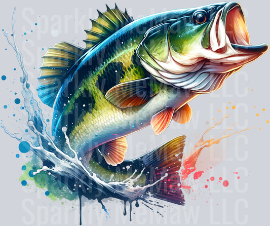 bass fish 7 Clip Art UV DTF Decal