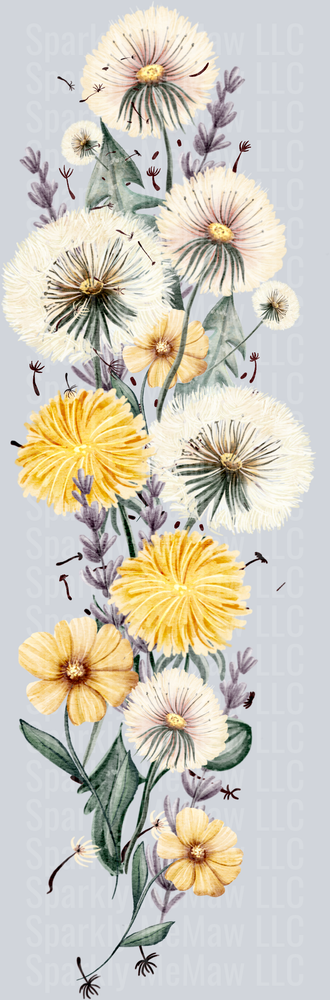 Watercolor Wildflower Bouquet with Yellow and Cream Blooms UV DTF Decal