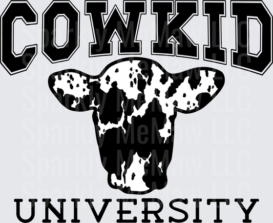 Cowkid University Black and White Cow Head Logo UV DTF Decal