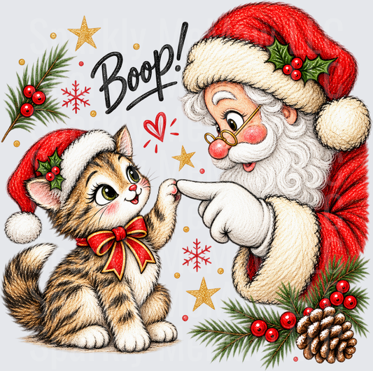 Santa Boops Kitten Christmas Nose UV DTF Decal