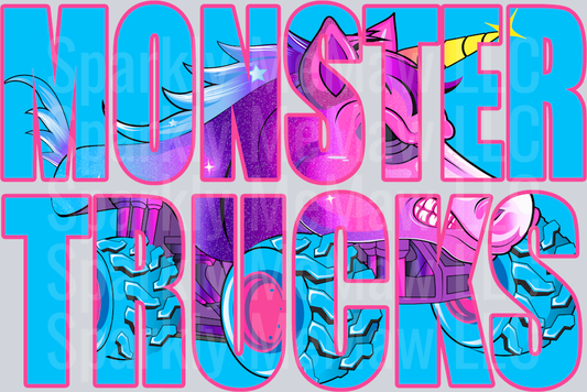 monster trucks sparkle DTF Transfer (fabrics)
