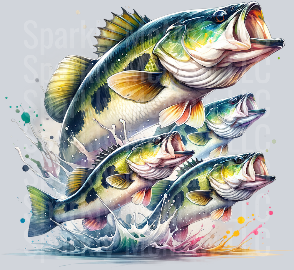 bass fish 8 Clip Art UV DTF Decal