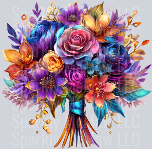 jewel tone floral clipart (164) UV DTF Decal