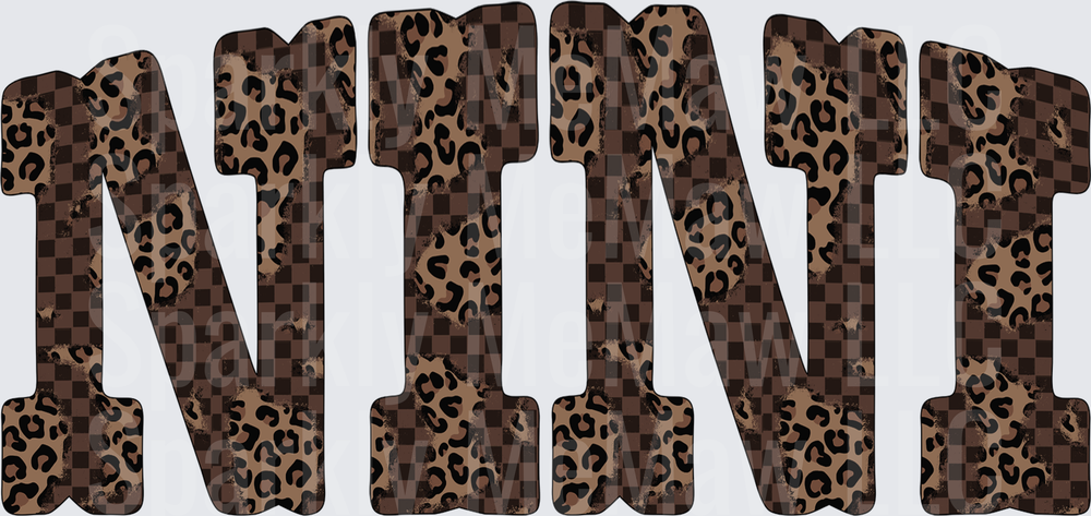 NINI Leopard Print Checkered Pattern Letters UV DTF Decal