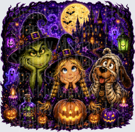 Grinch Halloween Witch Night this is a UV DTF Decal