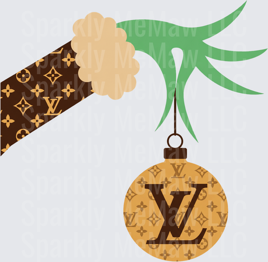 Grinch Luxury Monogram Ornament is a DTF Transfer for Fabrics