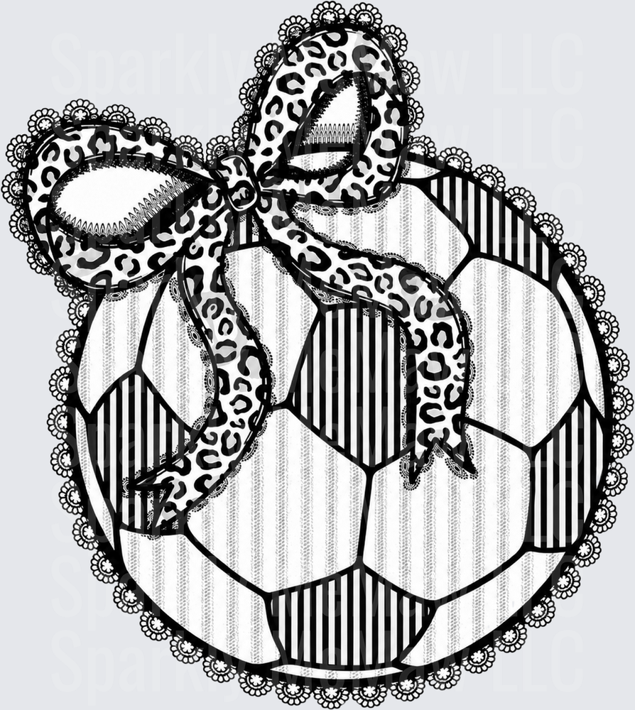 Soccer Ball Leopard Bow Lace is a UV DTF Decal