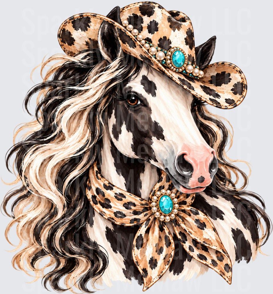Spotted Horse Cowgirl Hat UV DTF Decal