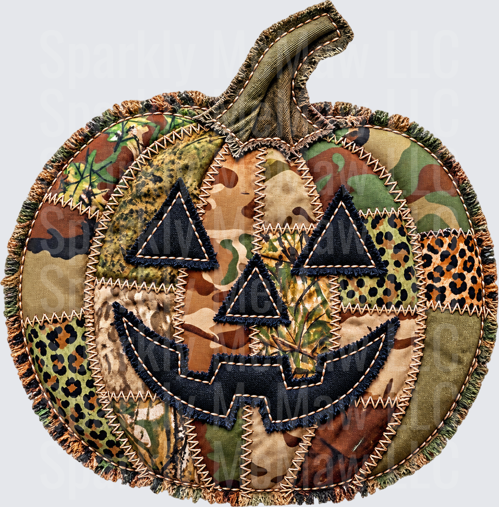 Camo Patchwork Jack-O-Lantern UV DTF Decal