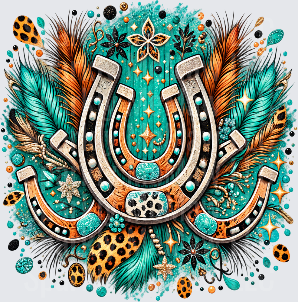 Boho Horseshoe Western Lucky Charm is a DTF Transfer for Fabrics