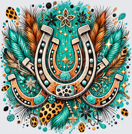 Boho Horseshoe Western Lucky Charm is a DTF Transfer for Fabrics