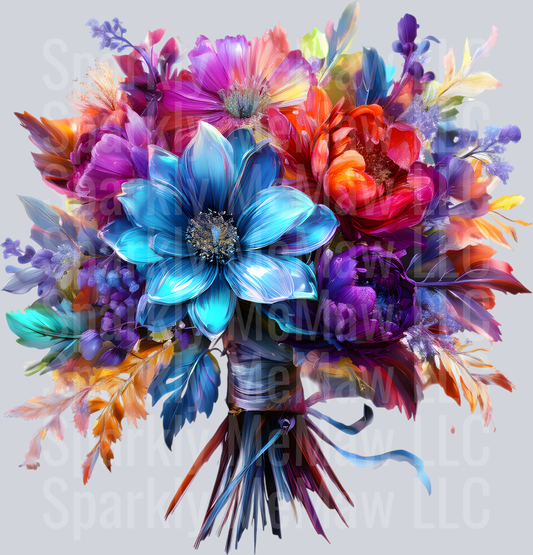 jewel tone floral clipart (152) UV DTF Decal