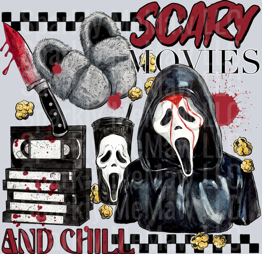 Scary Movies and Chill UV DTF Decal