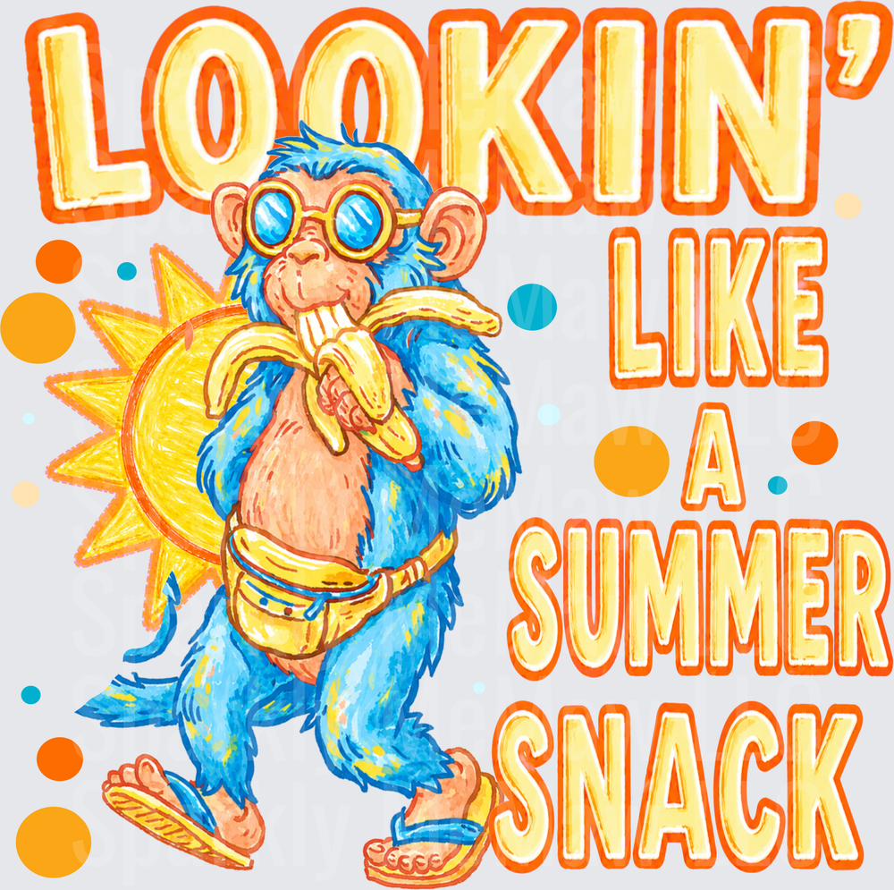 Lookin' Like A Summer Snack Cool Monkey with Sunglasses and Banana DTF Transfer for Fabric