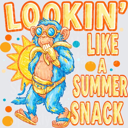 Lookin' Like A Summer Snack Cool Monkey with Sunglasses and Banana DTF Transfer for Fabric