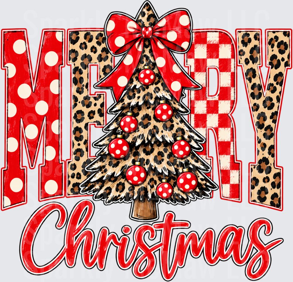 Merry Christmas Leopard Tree UV DTF Decal