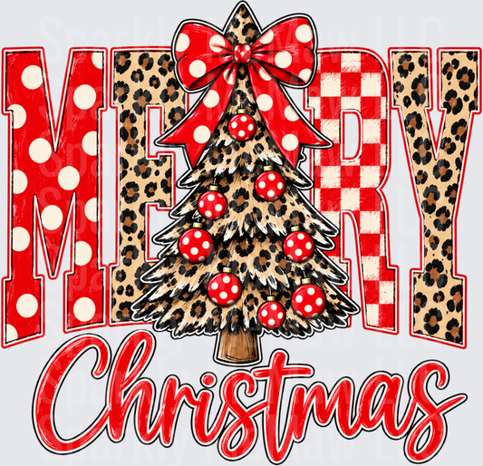 Merry Christmas Leopard Tree UV DTF Decal
