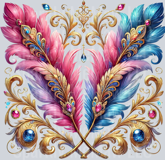17 Fancy Feathers UV DTF Clip Art Decal